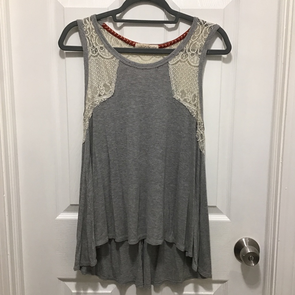Grey lace tank